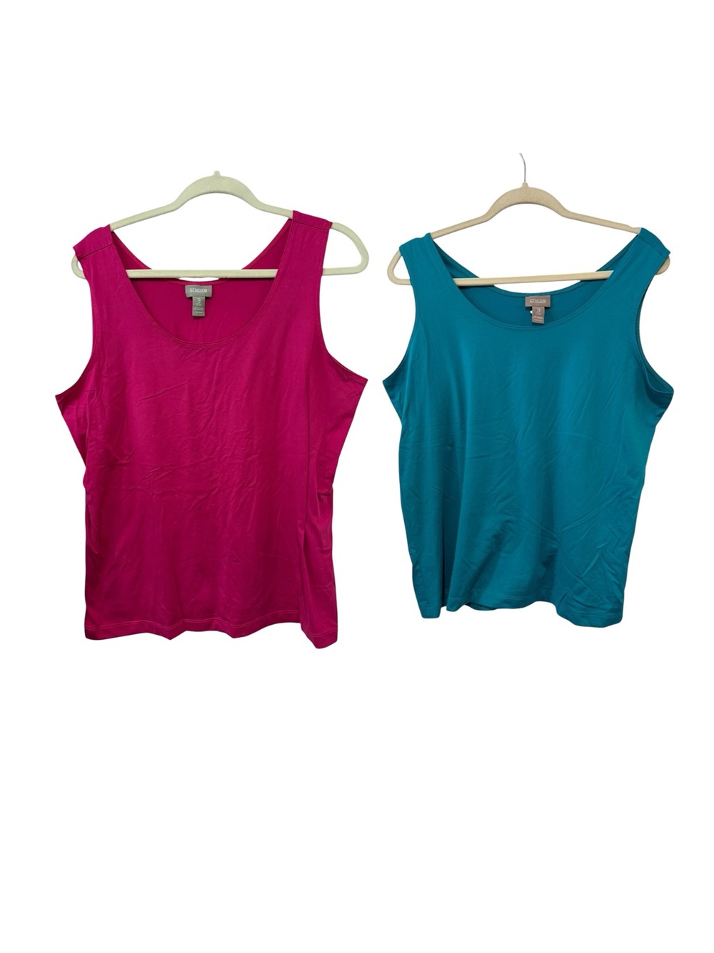 Chico’s Size 3 XL Pink Teal Stretch Tank Top Bundle Sleeveless Basics